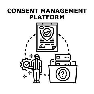 Consent management platform concept for data privacy regulation Stock Illustration