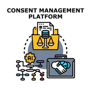 Consent management platform ensuring data privacy and legal compliance Stock Illustration