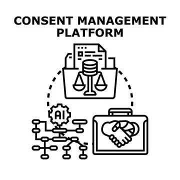 Consent management platform ensuring data privacy and legal compliance Stockillustratie