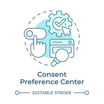 Consent preference c enter soft blue concept icon Stock Illustration