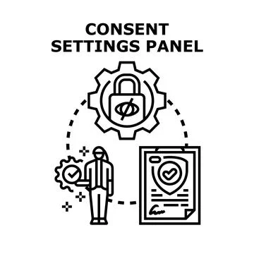 Consent settings panel controlling user data privacy 스톡 일러스트