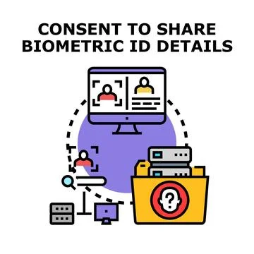 Consent to share biometric data identity details Stock Illustration