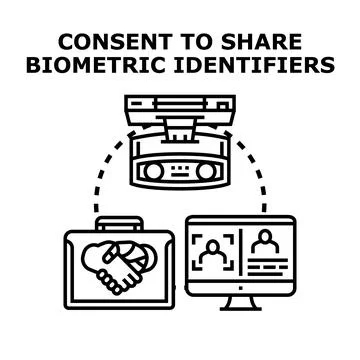 Consent to share biometric identifiers data privacy agreement Stock Illustration