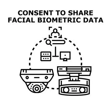 Consent to share facial biometric data concept Stock Illustration