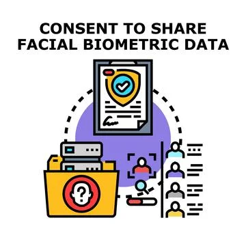 Consent to share facial biometric data concept Illustrazione stock