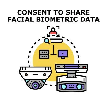 Consent to share facial biometric data concept Stock Illustration
