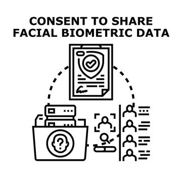 Consent to share facial biometric data concept Stock Illustration
