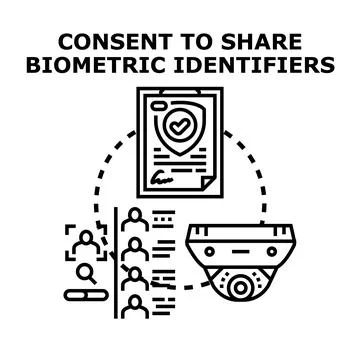 Consent sharing biometric identifiers data privacy concept Illustrazione stock
