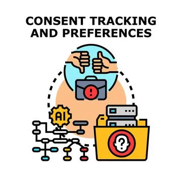 Consent tracking data management system preferring preferences Stock Illustration