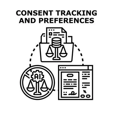 Consent tracking digital privacy preferences law vector concept Stock Illustration