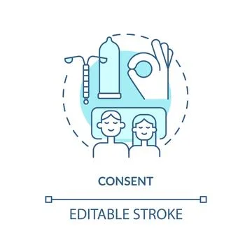 Consent turquoise concept icon Stock Illustration