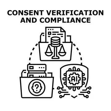 Consent verification and compliance concept for data protection Illustrazione stock