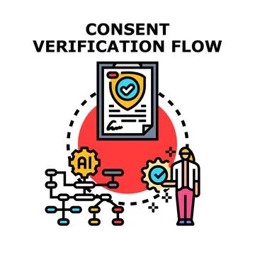 Consent verification flow processing digital data agreement Stockillustratie