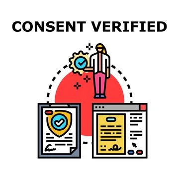 Consent verification process, user checking agreement document Stock Illustration