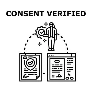 Consent verification process, user checking agreement document Stock Illustration