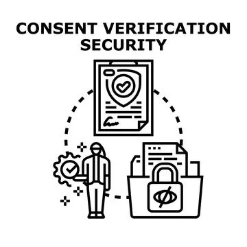 Consent verification security concept protecting digital privacy Stock Illustration