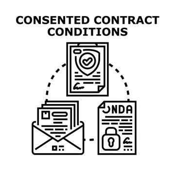 Consented contract conditions application for secure legal agreement Stock Illustration