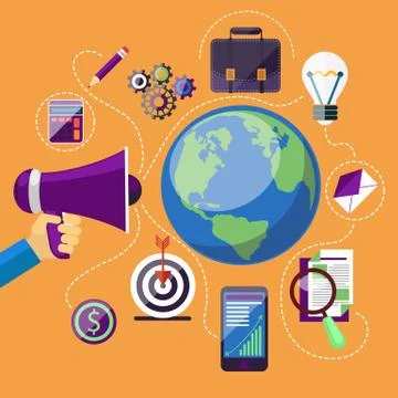 Consept of marketing process 库存插图