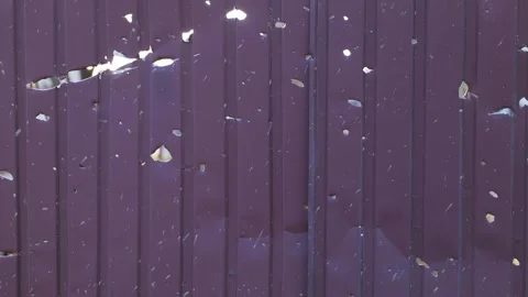 Consequence of shelling residential gate after air attack. Ukraine war. Velyka Stock Footage 246813425