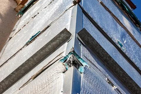 Consequences of Damaged Thermal Insulation on Ventilation Duct - Heat Loss and Stock Photos