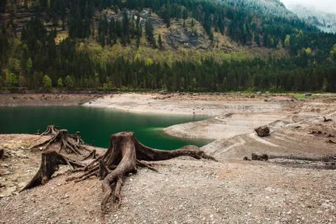 Consequences of deforestation in mountain Stock Photos