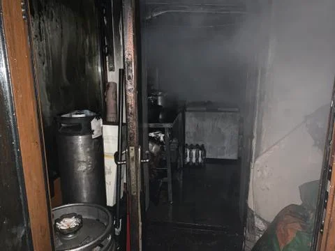 The consequences of a fire in a cafe Stock Photos