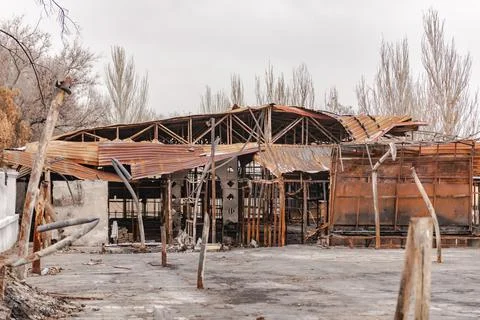 Consequences of the fire of shopping malls Stock Photos