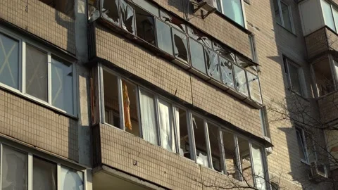 Consequences of rocket attack on the center of Ukraine. Stock Footage 229043466