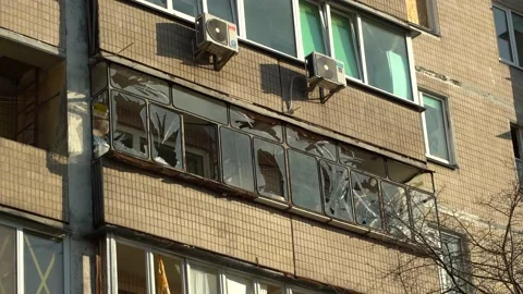 Consequences of rocket attack on the center of Ukraine. Stock Footage 229043517