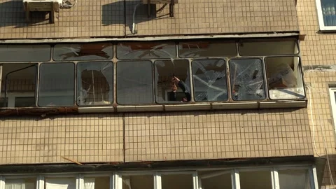 Consequences of rocket attack on the center of Ukraine. Stock Footage 229043701