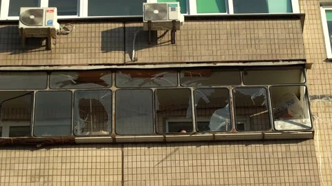 Consequences of rocket attack on the center of Ukraine. Stock Footage 229044100