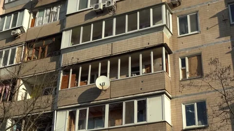 Consequences of rocket attack on the center of Ukraine. Stock Footage 229044581