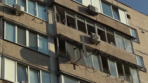 Consequences of rocket attack on the center of Ukraine. Stock Footage 229045163