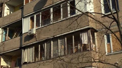 Consequences of rocket attack on the center of Ukraine. Stock Footage 229045544