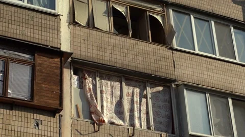 Consequences of rocket attack on the center of Ukraine. Stock Footage 229045653