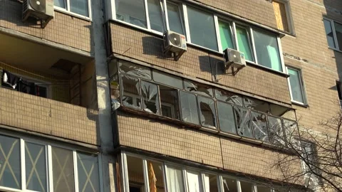 Consequences of rocket attack on the center of Ukraine. Stock Footage 229045838