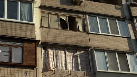 Consequences of rocket attack on the center of Ukraine. Stock Footage 229045985