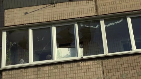 Consequences of rocket attack on the center of Ukraine. Stock Footage 229115976