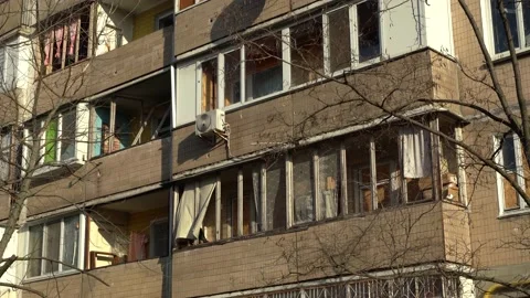 Consequences of rocket attack on the center of Ukraine. Stock Footage 229116522