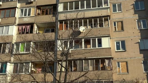 Consequences of rocket attack on the center of Ukraine. Stock Footage 229116529