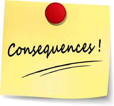 Consequences yellow note Stock Illustration