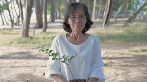 Conservation concept of 4k Resolution. Asian women are presenting to plant fo Video stock 155849668