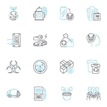 Conservation linear icons set. biodiversity, habitat, preservation Ilustración de archivo