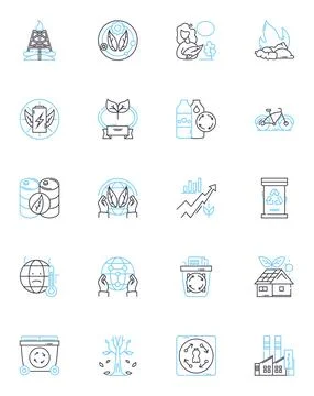 Conservation linear icons set. biodiversity, habitat, preservation Ilustración de archivo