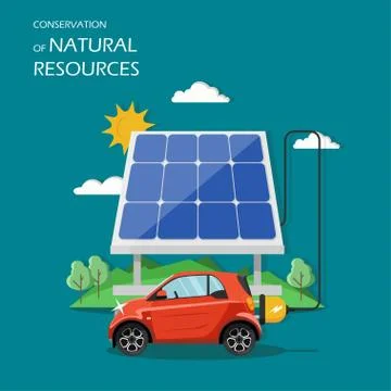 Conservation of natural resources vector flat illustration Ilustración de archivo