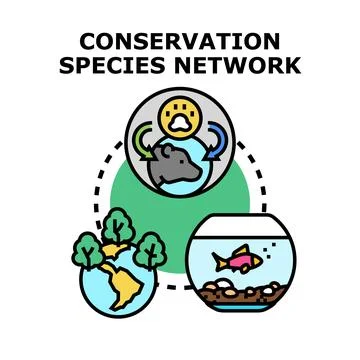 Conservation species network protecting natural environment and wildlife Stock Illustration