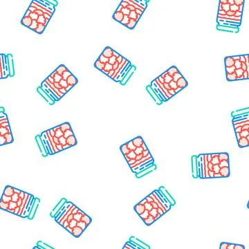 Conservation tomato bottle vector seamless pattern Illustrazione stock