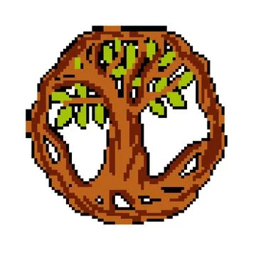 Conservation tree of life pixel art vector illustration Stock Illustration
