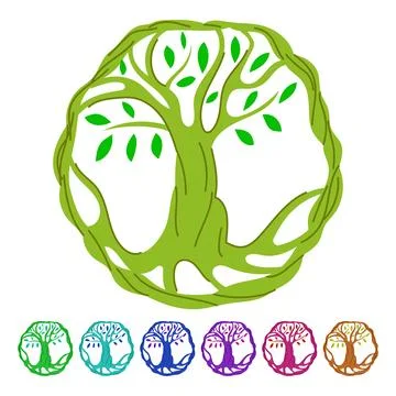 Conservation tree of life vector cartoon graphic Stockillustratie
