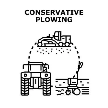 Conservative plowing agricultural process vector icon concept Stock Illustration